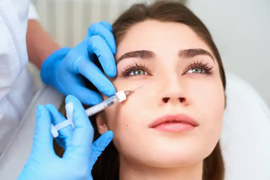 girl getting under eye filler treatment